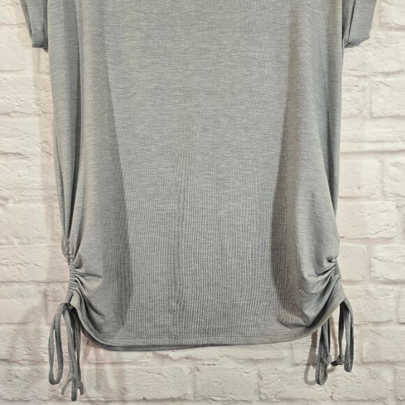 M Cato Gray Side Cinch Tie Top Shirt NWT Womens Size XS Short Sleeve Oversized - Picture 8 of 10